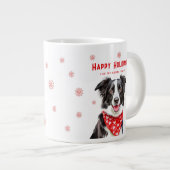 Grande Tasse Border Collie Bandana Rouge à coeur Noël  (Devant droit)