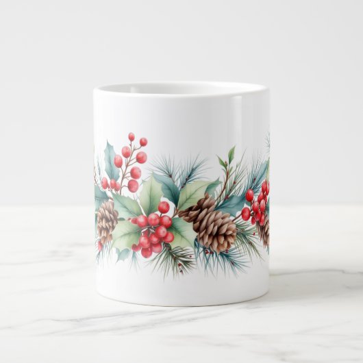 Grande Tasse Bordure aquarelle rustique (Devant)