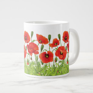 Grande Tasse Bordure horizontale avec pavot rouge