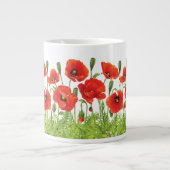 Grande Tasse Bordure horizontale avec pavot rouge (Devant)