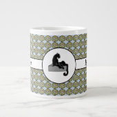 Grande Tasse Boss Lady Chat noir et Fleurs roses Bleu (Devant)