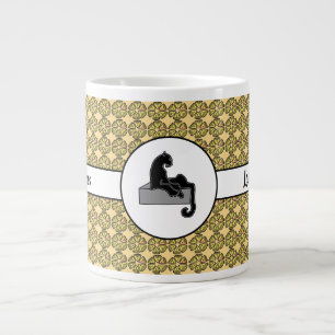 Grande Tasse Boss Lady Chat noir et Fleurs roses Jaune