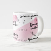 Grande Tasse Boug de spécialité rose booost de la positivité (Devant droit)