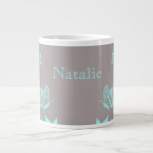 Grande Tasse Boug floral à papillon Aqua