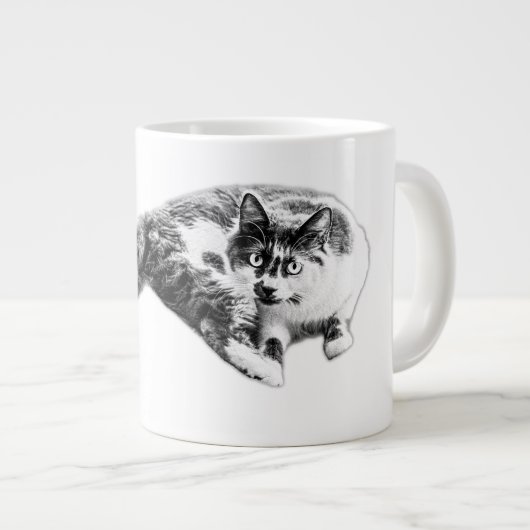 Grande Tasse Boug Portrait De Chat Long Tail Gras (Devant droit)
