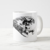 Grande Tasse Boug Portrait De Chat Long Tail Gras (Devant droit)