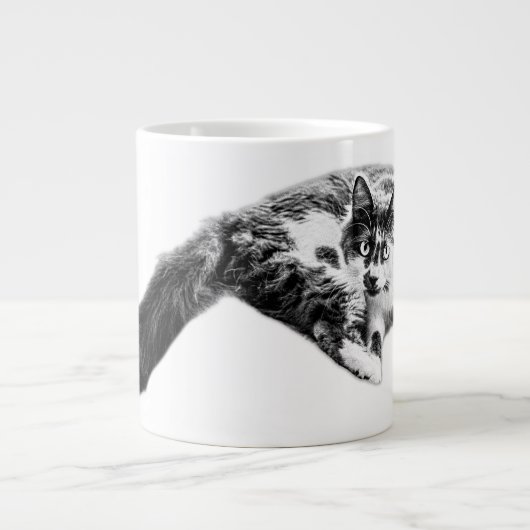 Grande Tasse Boug Portrait De Chat Long Tail Gras (Devant)