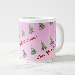 Grande Tasse Boug spécial arbre de Noël peint à la main unique