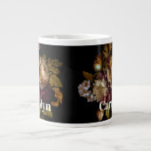 Grande Tasse Bouquet de Fleurs Foncées Classiques avec Nom (Devant)