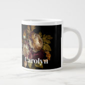 Grande Tasse Bouquet de Fleurs Foncées Classiques avec Nom (Droite)