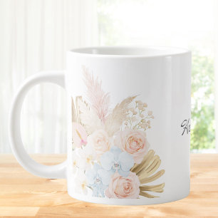 Grande Tasse Bouquet Floral De Fleurs Tropicales Joli Monogramm