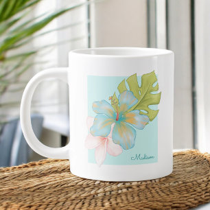 Grande Tasse Bouquet floral tropical Pastel avec n'importe quel