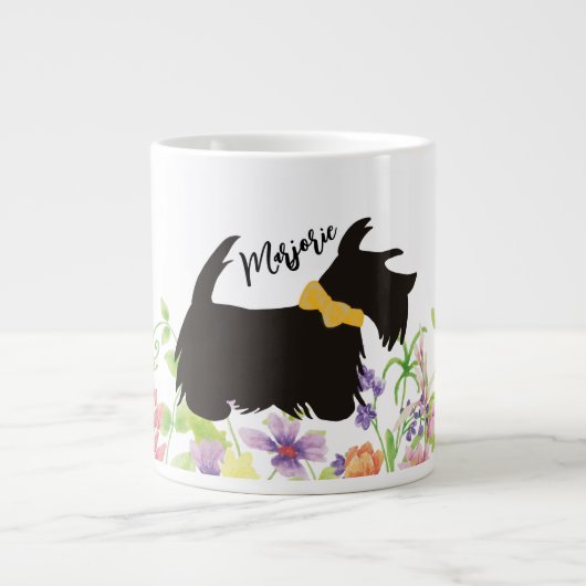 Grande Tasse Bouteille à café Scottie chien personnalisée, Fleu (Devant)