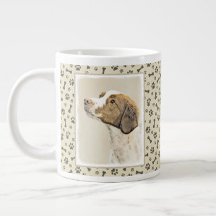 Grande Tasse Brittany Peinture - Cute Original Chien Art