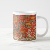 Grande Tasse Brocade satinée rouge avec dragon chinois nuageux (Droite)