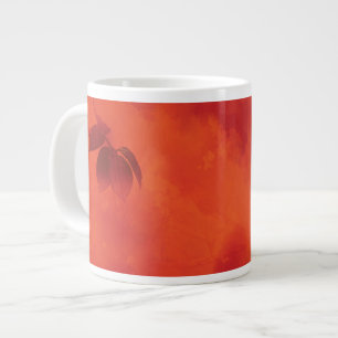 Grande Tasse Brûlé Orange Persimmon Feuilles Abtract Automne