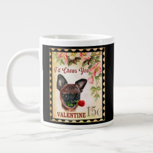 Grande Tasse Bruxelles griffon Vintage Valentine Chien avec Ros