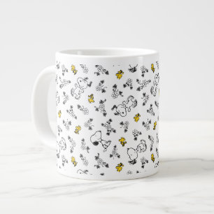 Grande Tasse cacahuètes   Snoopy & Woodstock B&W Flower Motif