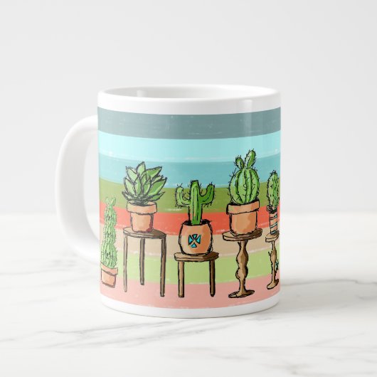 Grande Tasse Cactus à bandes peintes (Devant gauche)