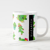 Grande Tasse Cactus mignons, Cactus Motif, Succulent, Votre Nom (Droite)