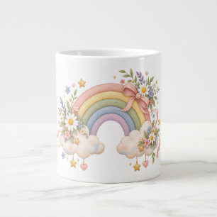 Grande Tasse Cadeau Arc-en-ciel à l'aquarelle – Nuage Charmant
