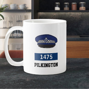 Grande Tasse Cadeau d'agent de police. Casquette plate de polic