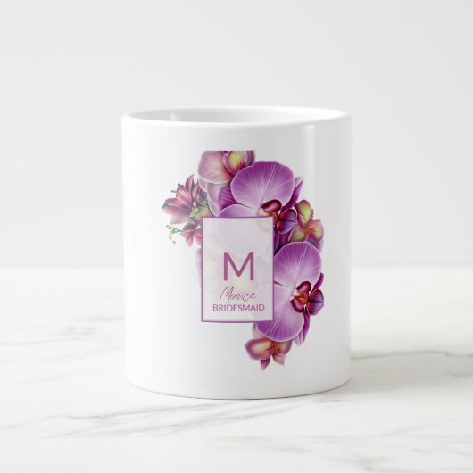 Grande Tasse Cadeau de Bridesmaid Orchidées florales (Devant)