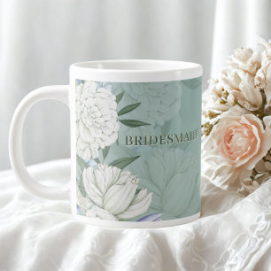 Grande Tasse Cadeau de demoiselle d'honneur – Vert sauge et piv