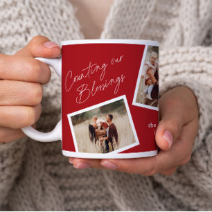 Grande Tasse Cadeau de famille élégant et moderne avec 4 photos