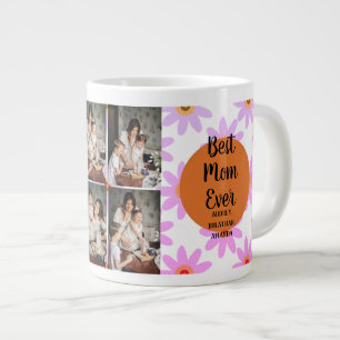 Grande Tasse Cadeau de fleurs en collage photo personnalisé pou