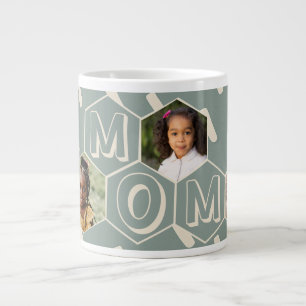 Grande Tasse Cadeau de MOM moderne en vert sauge hexagonale