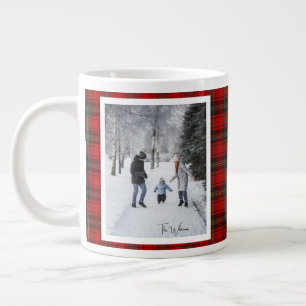 Grande Tasse Cadeau de Noël 2 Photo À la mode carreaux rouges R