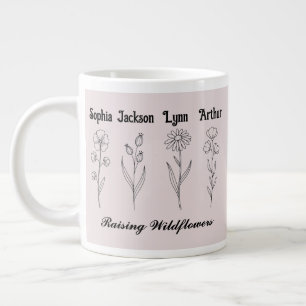 Grande Tasse Cadeau personnalisé au nom de l'enfant avec fleurs
