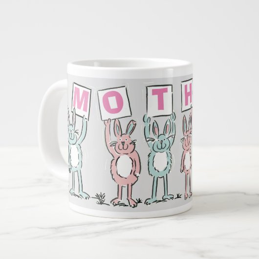 Grande Tasse Cadeau pour mère avec lapins amusants (Devant gauche)