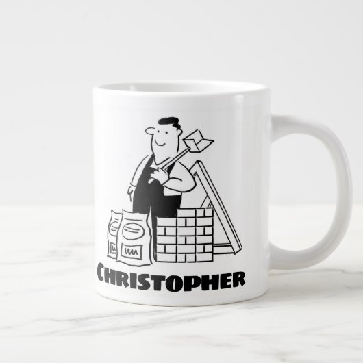 Grande Tasse Cadeau pour un Constructeur avec Nom Ajouté Géant (Droite)