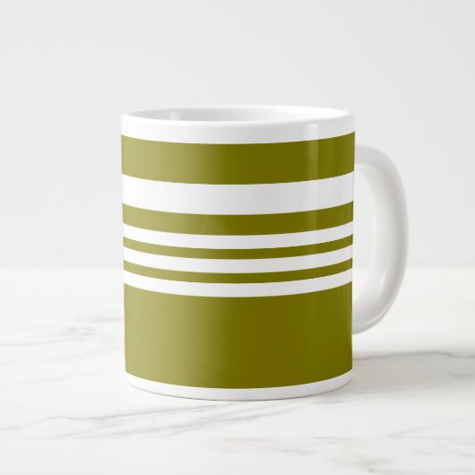 Grande Tasse Cadeau Rayures Olive et Blanc (Devant droit)