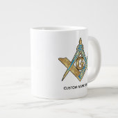 Grande Tasse Cadeaux Freemason uniques | Compass maçonnique or (Devant droit)