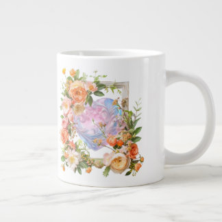 Grande Tasse Cadre cardiaque floral