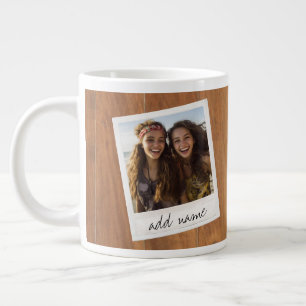 Grande Tasse Cadre Photo Rétro - Bois Rustique Carré