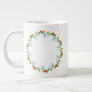 Grande Tasse Cadre rond floral avec fleurs de rose jaune et rou