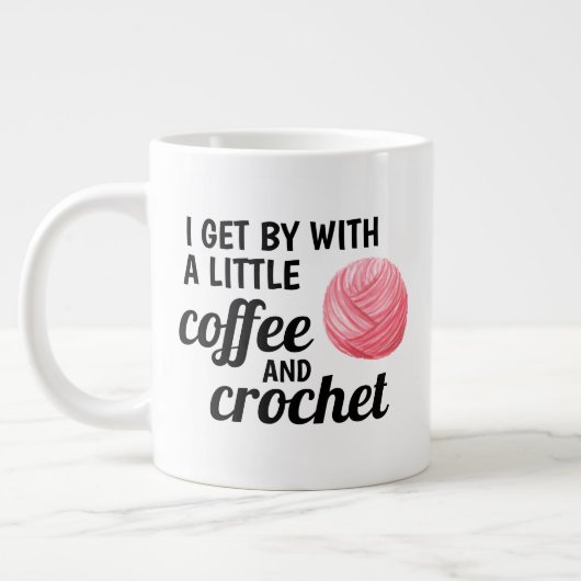 Grande Tasse Café et Crochet Citation Fil rose (Gauche)