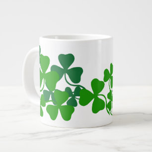 Grande Tasse Café trèfle irlandais vert (ajouter un nom)