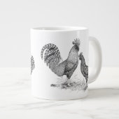 Grande Tasse California Grey Rooster and Hen (Devant droit)