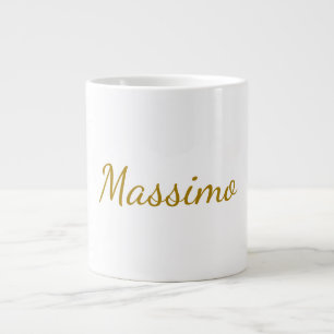Grande Tasse Calligraphie de couleur or élégante simple et sobr