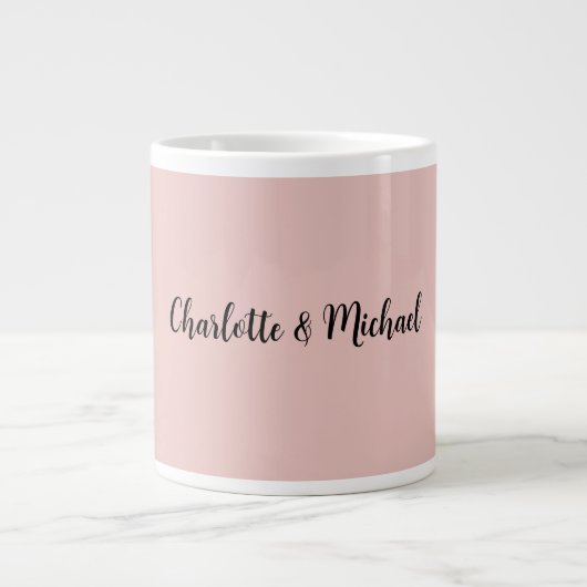 Grande Tasse Calligraphie de mariage Rose Gold Élégant Nom Simp (Devant)