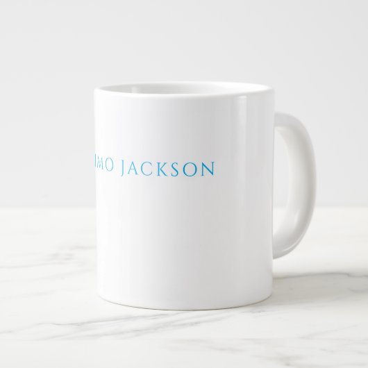 Grande Tasse Calligraphie de nom Script Plain Simple Blanc Bleu (Devant droit)