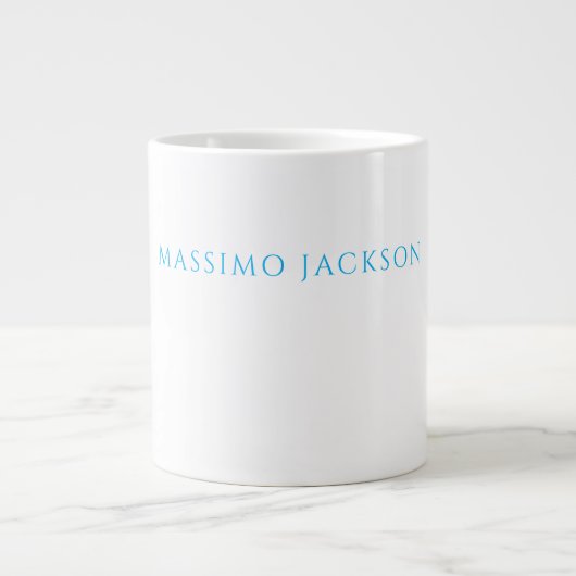 Grande Tasse Calligraphie de nom Script Plain Simple Blanc Bleu (Devant)