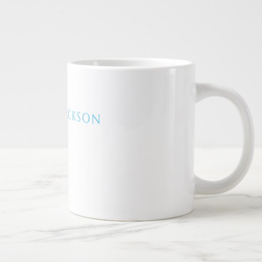 Grande Tasse Calligraphie de nom Script Plain Simple Blanc Bleu (Droite)