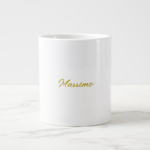 Grande Tasse Calligraphie Élégant Or Blanc Simple Nom