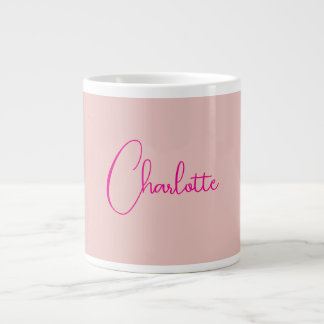 Grande Tasse Calligraphie Élégant Rose Or Plaine Nom simple